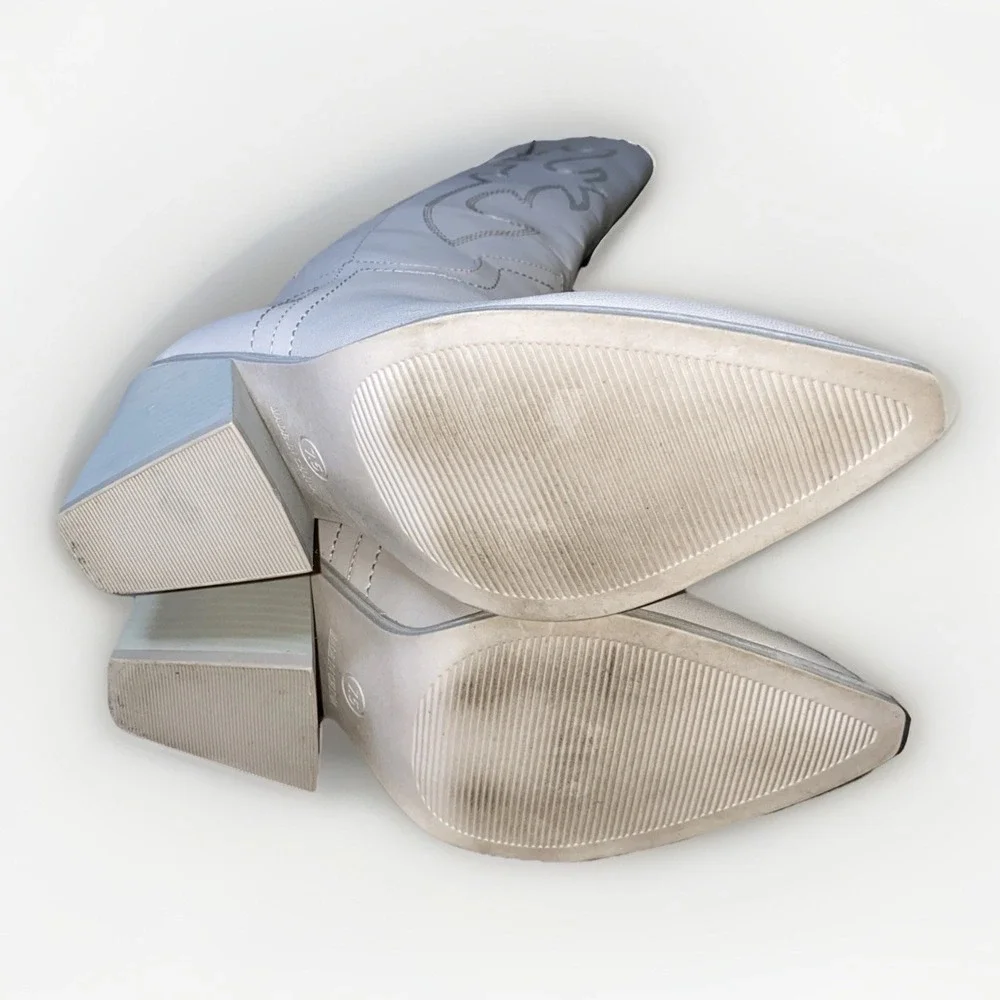 Stylish Country Core Madden Girl Arizona 18" Long White Cowgirl Boots 7.5 - Picture 4 of 5